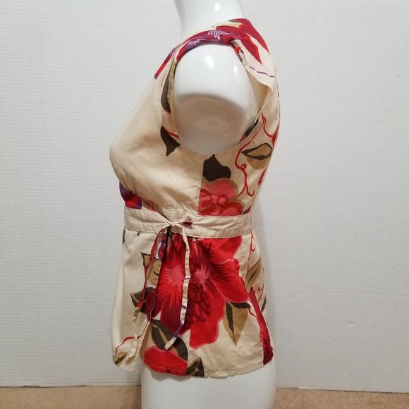 GAP top Small floral pattern wrap front tie side surplice v-neck Y2K VINTAGE - Picture 2 of 13